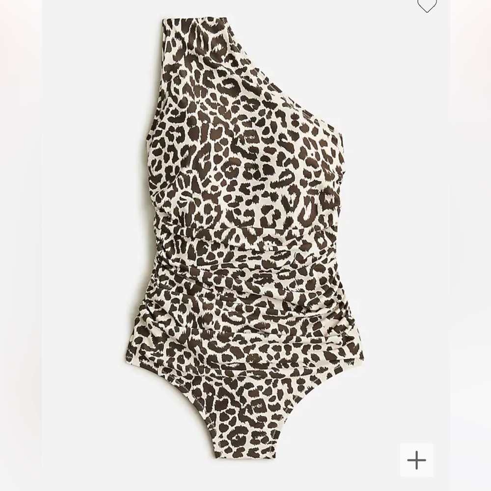 J. Crew ruched one-shoulder leopard one piece swimsuit